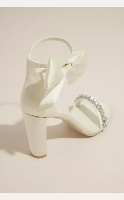 Removable Ankle Bow Crystal Strap Heeled Sandals Image 2