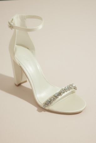 Ankle Bow Crystal Strap Heeled Sandals David s Bridal