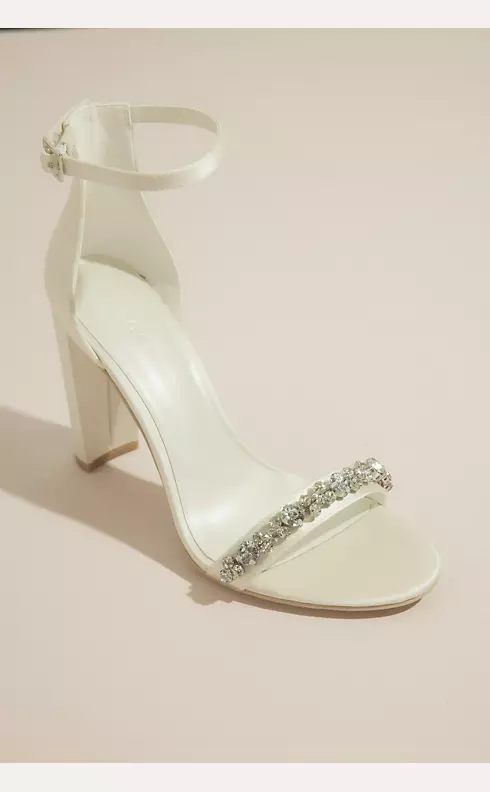 Removable Ankle Bow Crystal Strap Heeled Sandals Image 4