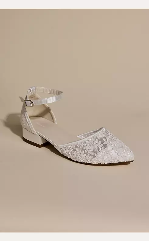 Embroidered Low Block Heels with Ankle Strap Image 1
