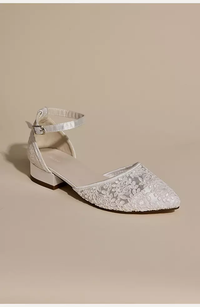Embroidered Low Block Heels with Ankle Strap Image