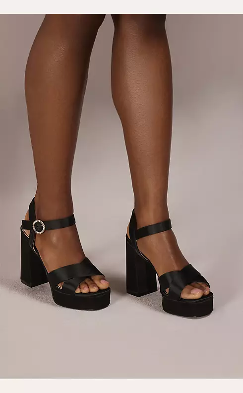 Satin Platform Heeled Sandals Image 5