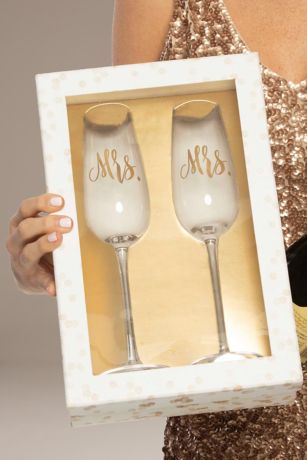 Mrs and Mrs Champagne Flutes