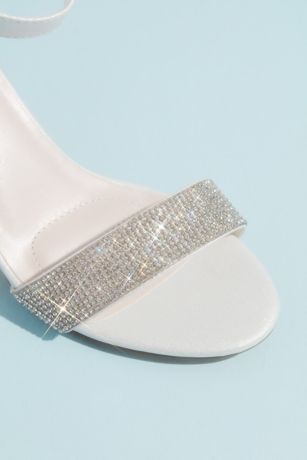 Block Heel with Crystal Toe Strap