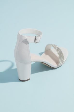 Block Heel with Crystal Toe Strap