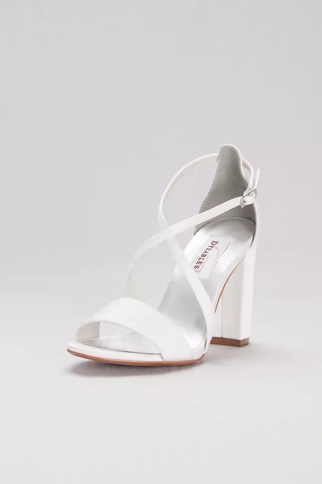 Dyeable Crisscross Strap Block Heel Sandals | David's Bridal