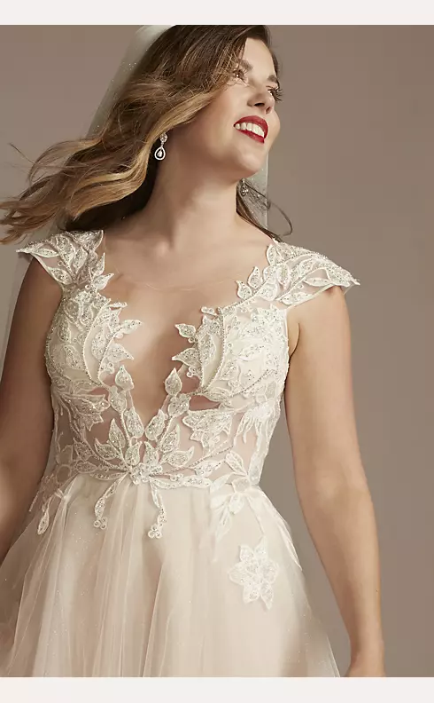 Illusion Sleeve Tea-Length Wedding Dress Image 3