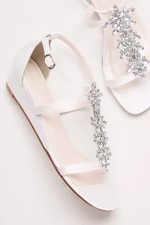 Starburst Crystal Satin Mini Wedge Sandals  Image 4