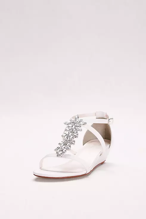 Starburst Crystal Satin Mini Wedge Sandals  Image 1