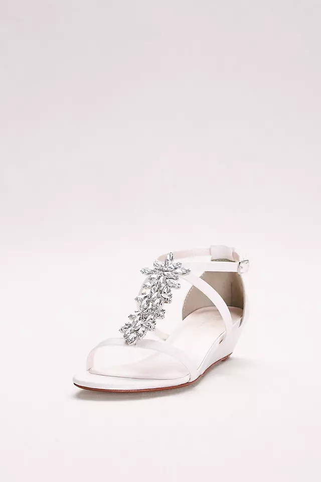 Starburst Crystal Satin Mini Wedge Sandals  Image