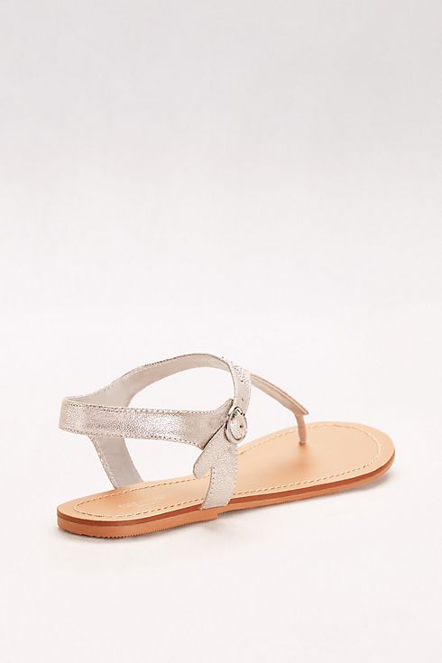 Metallic T-Strap Thong Sandals with Crystals Image 2