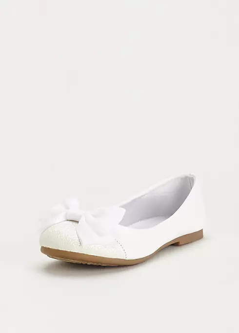 Flower Girl Glitter Toe Flat with Front Bow Image 1