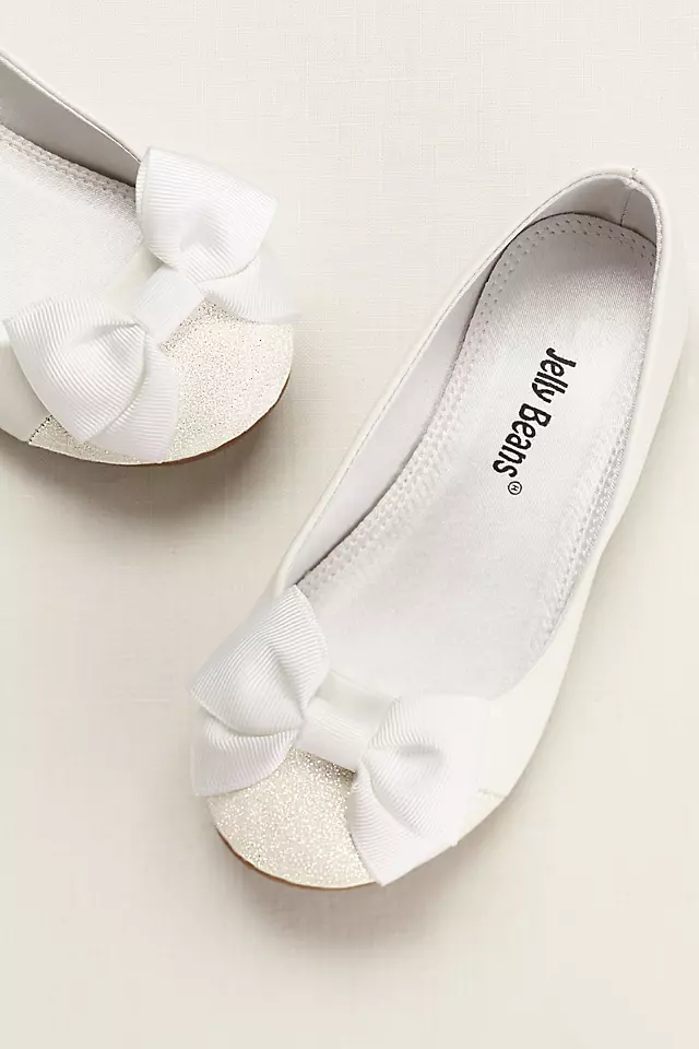 Flower Girl Glitter Toe Flat with Front Bow Image 4
