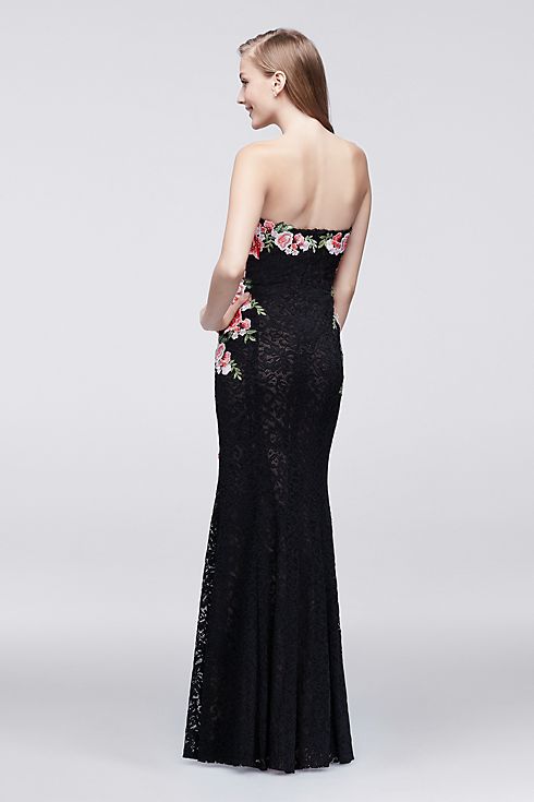 Floral-Embroidered Lace Column Dress Image 4