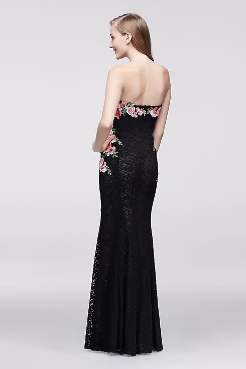 Floral-Embroidered Lace Column Dress Image 2