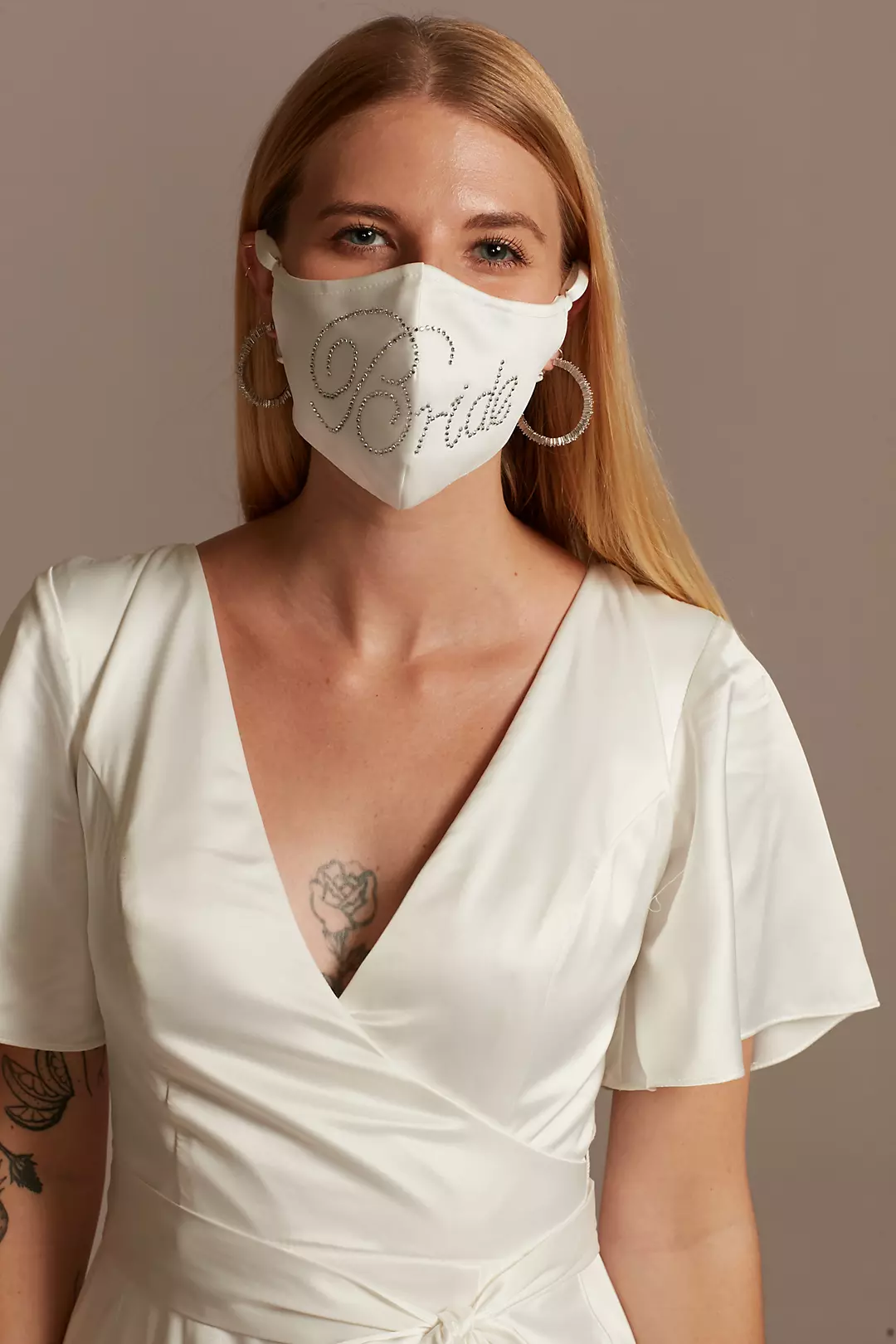 Crystal Bride Satin Loop Fashion Face Mask Image