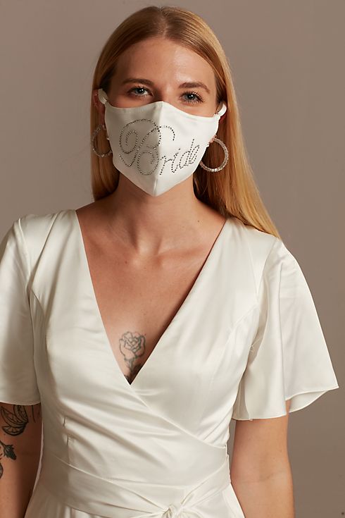Crystal Bride Satin Loop Fashion Face Mask Image 1