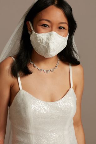 Beaded Lace and Satin Adjustable Loop Face Mask | David's Bridal