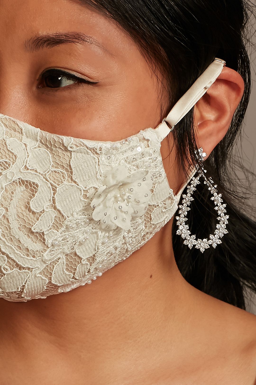 3D Floral Appliques Embroidered Fashion Face Mask Image 2