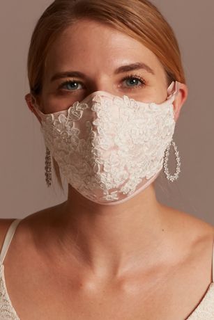 Satin Fashion Face Mask with Floral Lace Applique David 