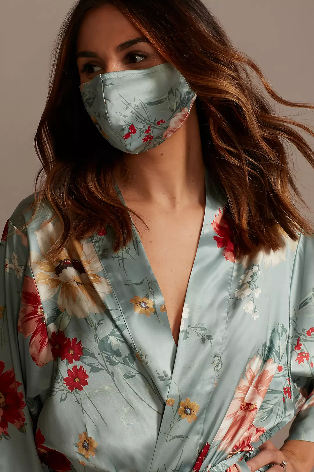 Painterly Floral Satin Face Mask Image