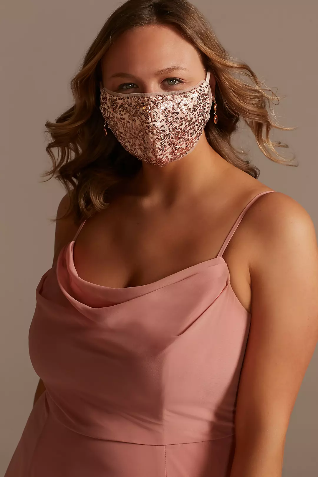 Sequined Tulle-Trim Mask with Adjustable Ear Loops Image