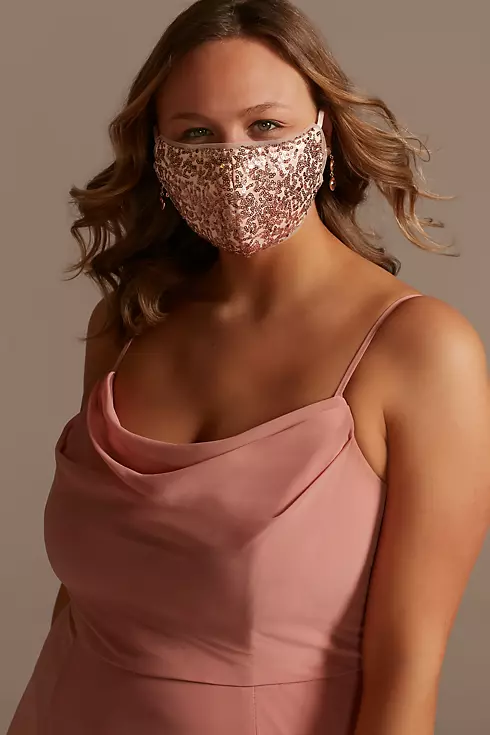 Sequined Tulle-Trim Mask with Adjustable Ear Loops Image 1