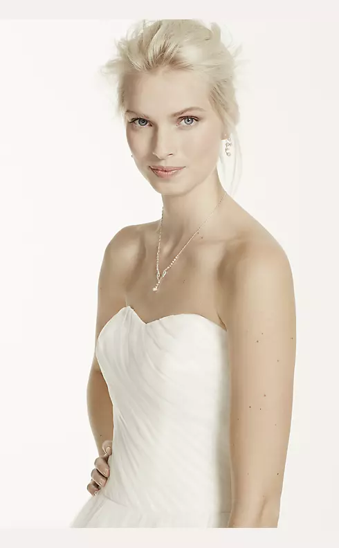 Strapless Ruched Bodice Tulle Wedding Dress Image 2