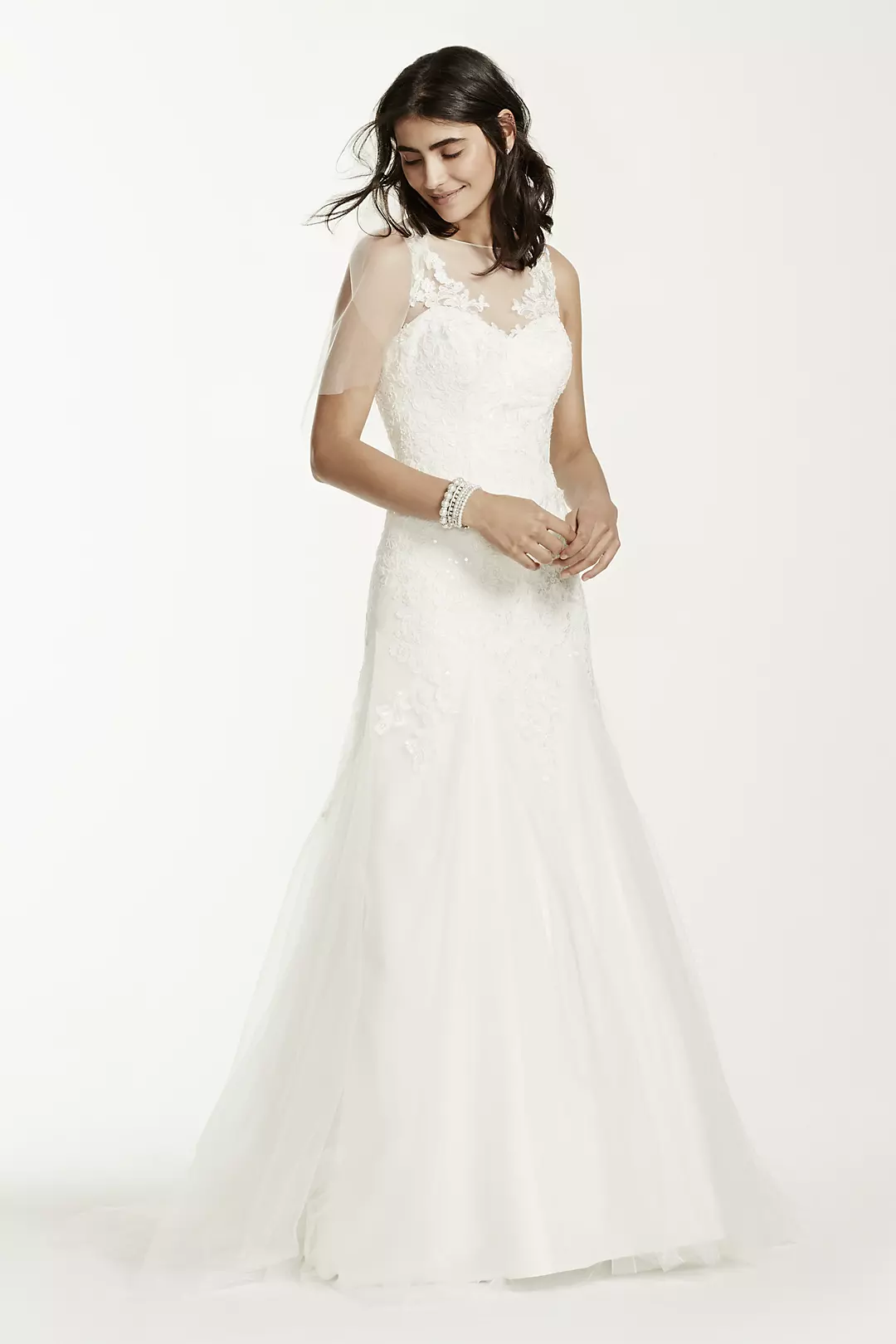 As-Is Lace Illusion Wedding Dress with Deep V-Neck Image