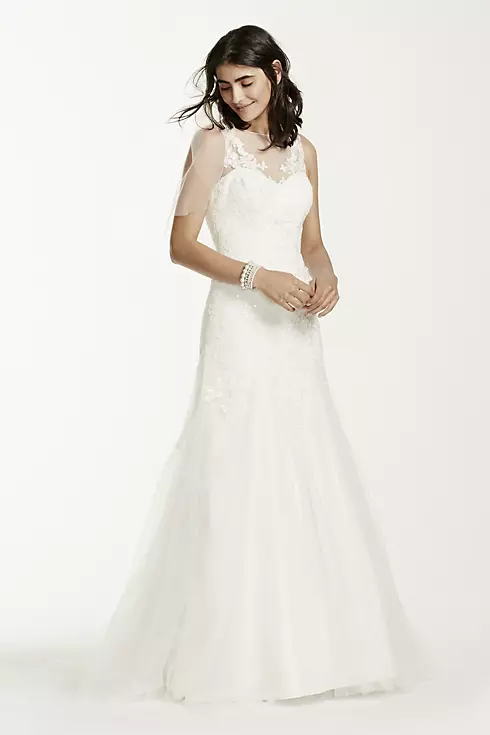 Illusion Neck Wedding Dress with Deep V Back  Image 1