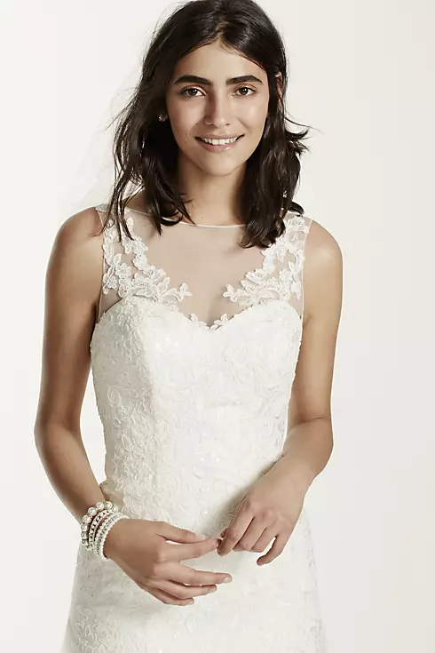 As-Is Lace Illusion Wedding Dress with Deep V-Neck Image 3