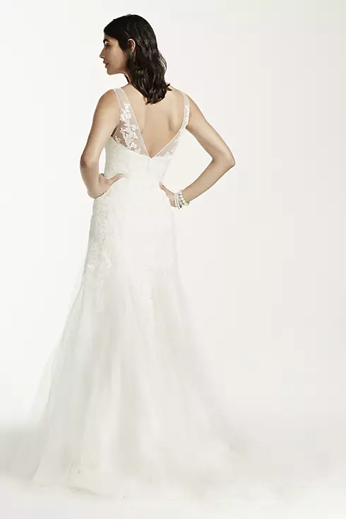 As-Is Lace Illusion Wedding Dress with Deep V-Neck Image 2