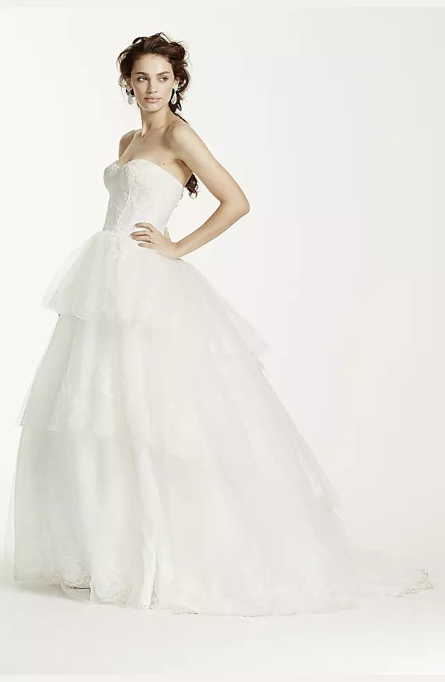 Jewel Strapless Tulle and Organza Wedding Dress Image 3