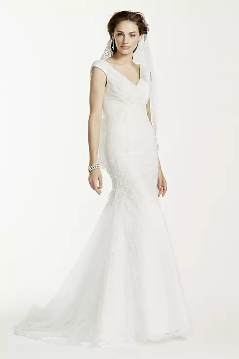 Jewel Off The Shoulder Ruched Wedding Dress Image 1