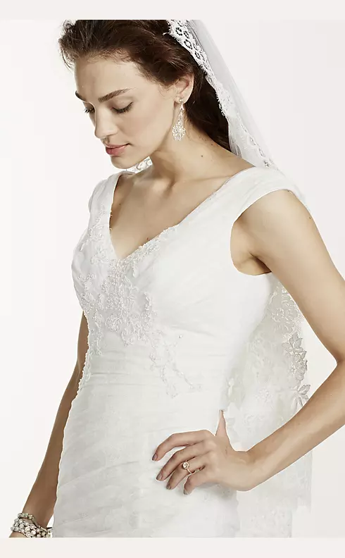 Jewel Off The Shoulder Ruched Wedding Dress Image 5