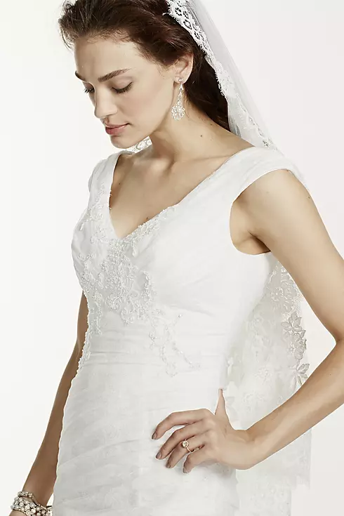 Jewel Off The Shoulder Ruched Wedding Dress Image 5