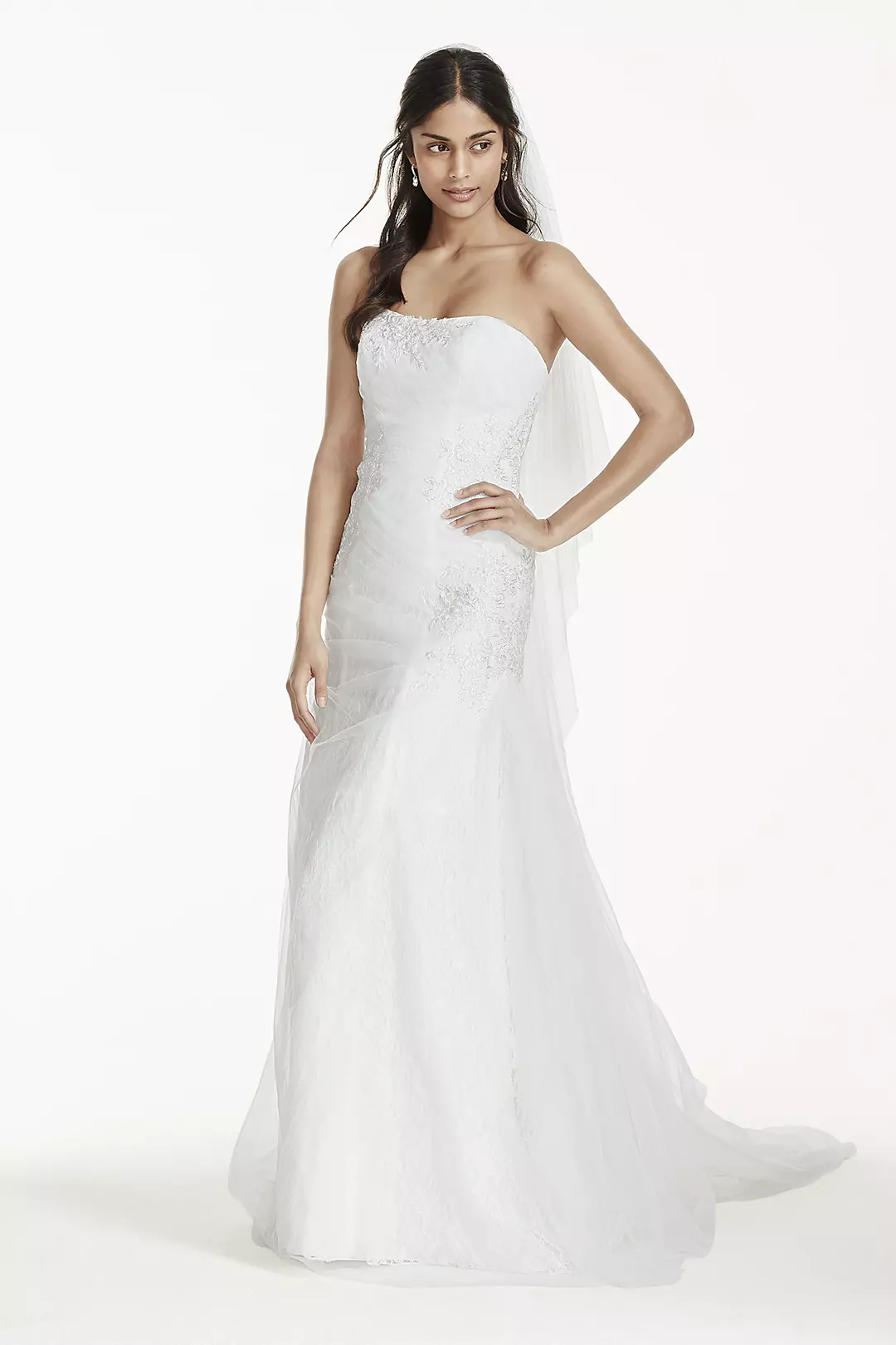 Tulle Over Lace Mermaid Wedding Dress Image