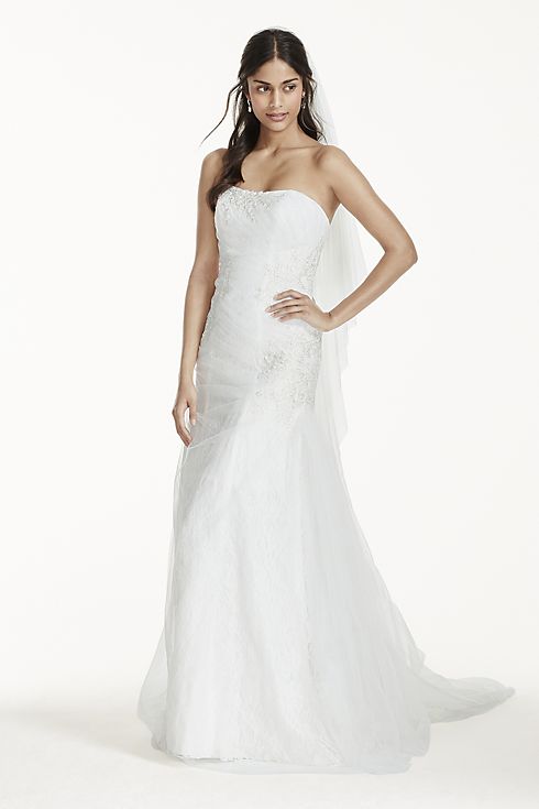 Tulle Over Lace Mermaid Wedding Dress Image 4