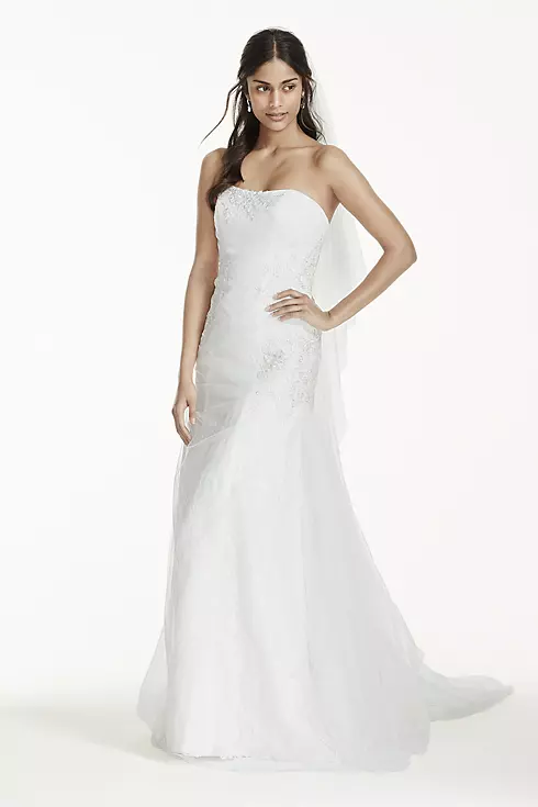 Tulle Over Lace Mermaid Wedding Dress Image 1
