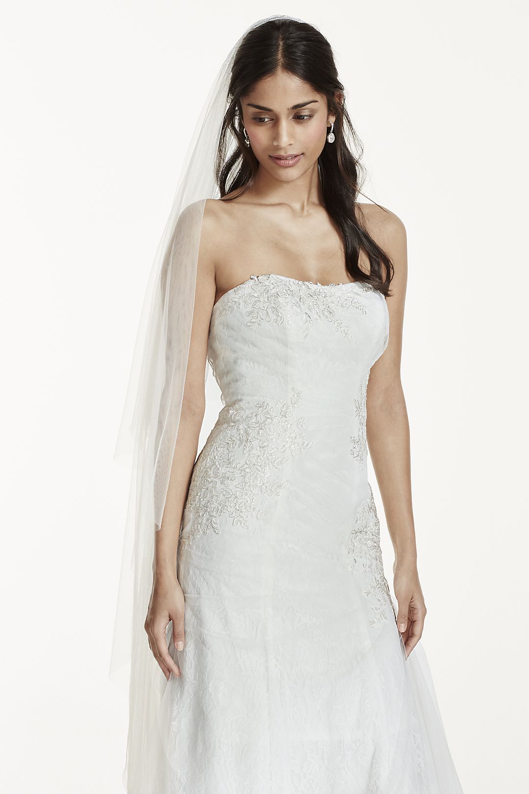 Tulle Over Lace Mermaid Wedding Dress Image 4