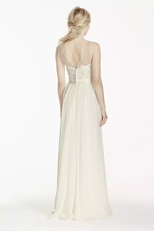 Illusion Lace Tank Chiffon Wedding Dress with Sash Image 2