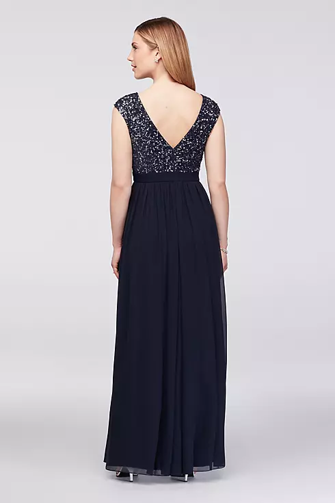 Hand-Beaded Cap Sleeve Gown with Georgette Skirt Image 2