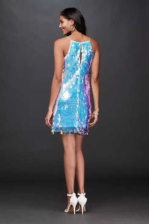 Iridescent Paillette High-Neck Mini Dress Image 2