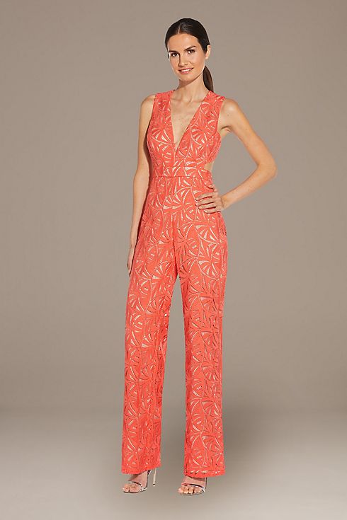Lace Applique Sleeveless Jumpsuit with Open Back Image 1