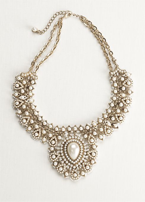 Woven Bead and Pearl Statement Necklace Image 2