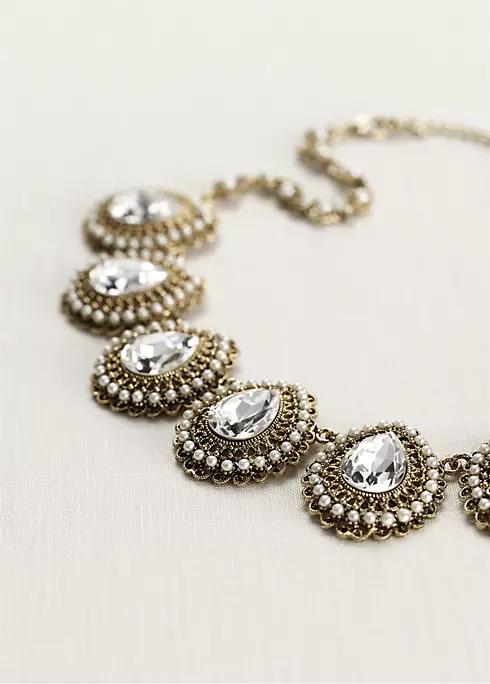 Baroque Teardrop Crystal and Pearl Necklace Image 1