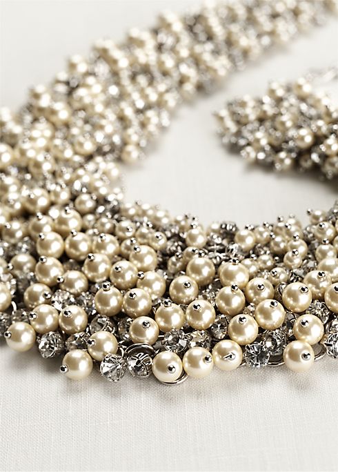 Dramatic Pearl Crystal Bauble Necklace Image 3