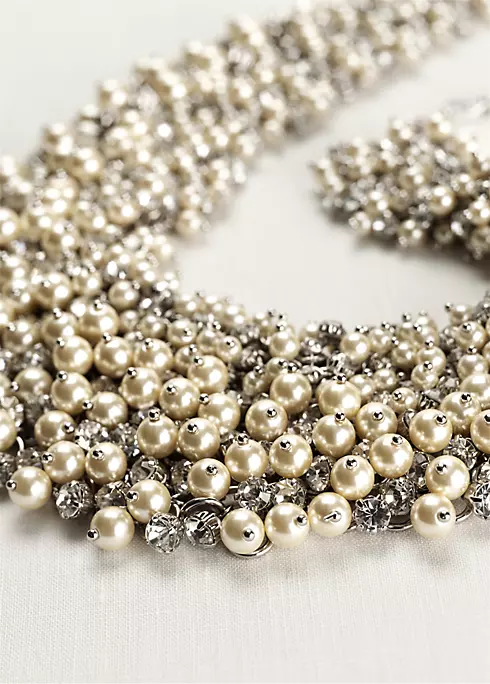 Dramatic Pearl Crystal Bauble Necklace Image 1