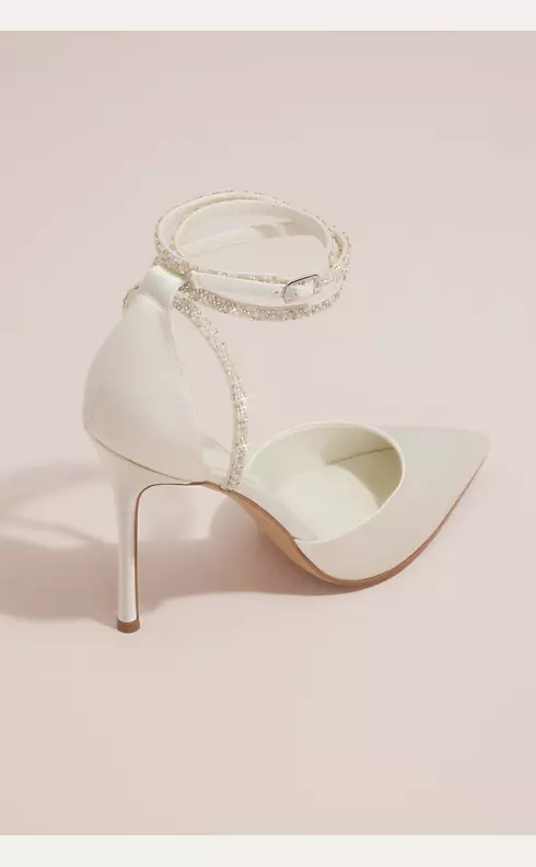Pearl and Crystal Ankle-Wrap Satin Pumps Image 2