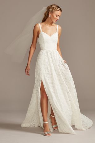 Grosgrain Banded Stretch Lace Wedding Dress